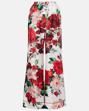 Dolce & Gabbana Silk Floral Print Pajama Pants - Red