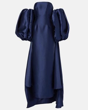 Solace London Lea Cape Twill Gown - Blue