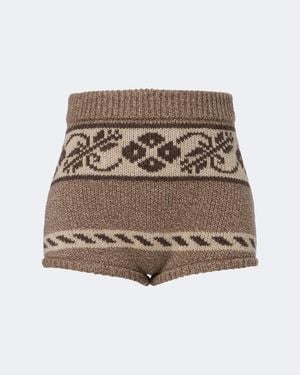 Magda Butrym Knitted Jacquard Wool Shorts - Brown