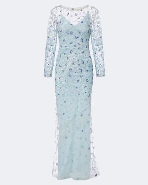 La Fuori Zion Floral Sequined Gown - Blue