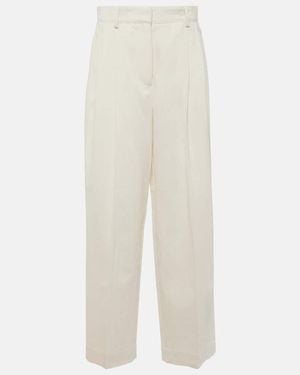 TOTEME High-Rise Silk And Cotton Wide-Leg Trousers - White