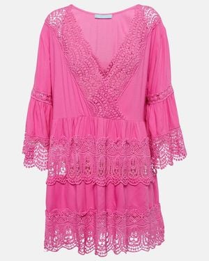 Melissa Odabash Vanessa Embroidered Cotton Mini Dress - Pink