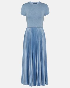 Polo Ralph Lauren Day Round-neck Wool-blend Midi Dres - Blue