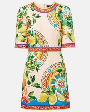 Dolce & Gabbana Printed Cotton-Blend Minidress - Green