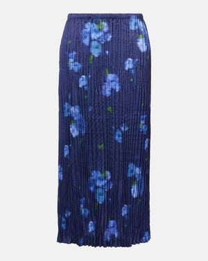 Vince Poppy Blur Plisse Midi Skirt - Blue