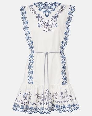 ALÉMAIS Leela Embroidered Cotton Minidress - Blue