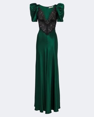 Rodarte Robe Aus Seidensatin Mit Spitze - Grün