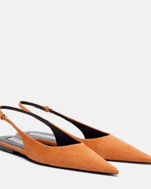 Victoria Beckham Suede Slingback Flats - Brown