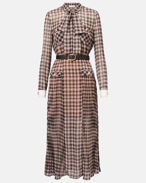 Self-Portrait Checked Chiffon Midi Dress - Multicolour