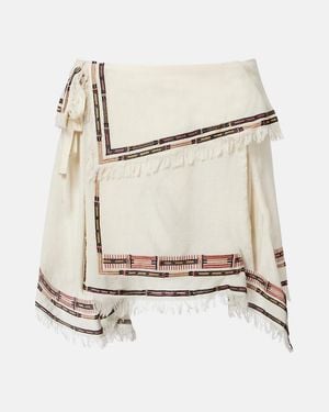 Isabel Marant Feriel Embroidered Fringed Silk Wrap Skirt - White