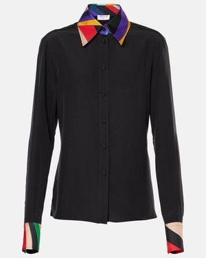 PUCCI Silk Crepe Polo Shirt - Black