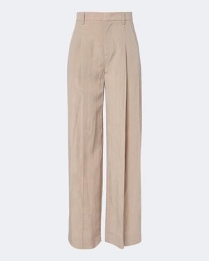 Vince Pleated Wide-Leg Trousers - Natural