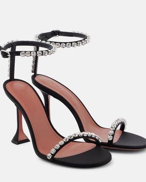 AMINA MUADDI Gigi 95 Embellished Satin Sandals - Black
