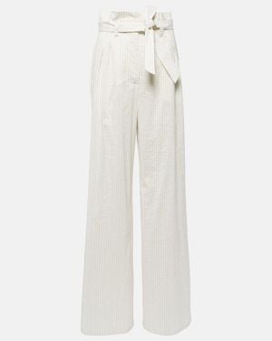 Max Mara Xero Pinstripe Cotton And Silk Palazzo Trousers - White
