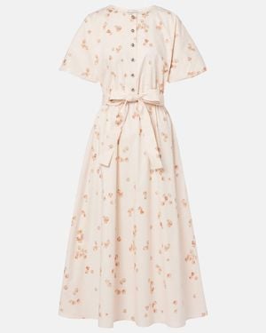 Altuzarra Paulina Floral Belted Cotton-Blend Midi Dress - Natural