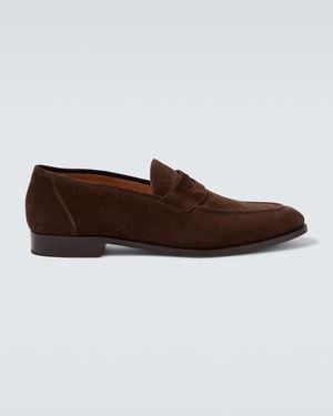 Loro Piana Sergio Suede Penny Loafers - Brown