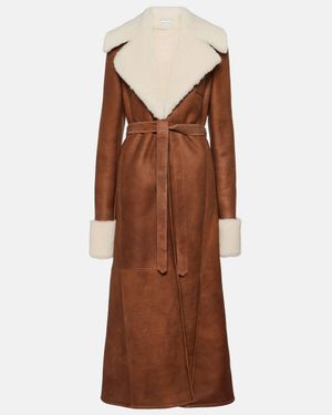 Magda Butrym Shearling-Lined Leather Coat - Brown
