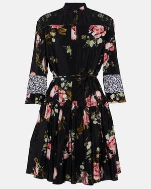 Erdem Floral Silk Crepe De Chine Minidress - Black