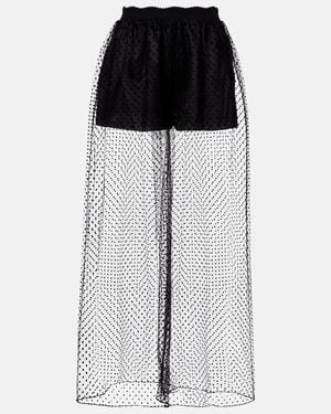 Alaïa Polka-Dot Mesh Wide-Leg Pants - Black