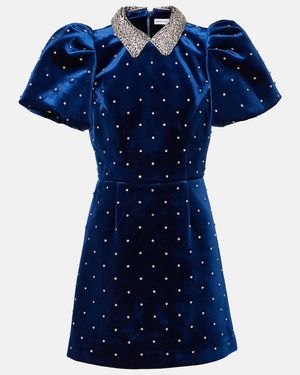 Rebecca Vallance Vivicia Embellished Velvet Minidress - Blue