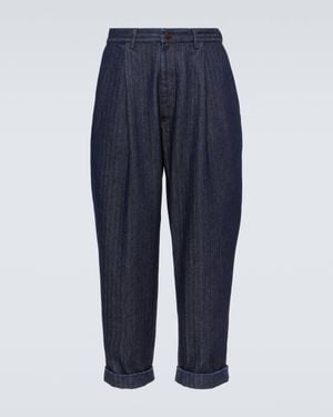 Giorgio Armani Striped Herringbone Tapered Jeans - Blue