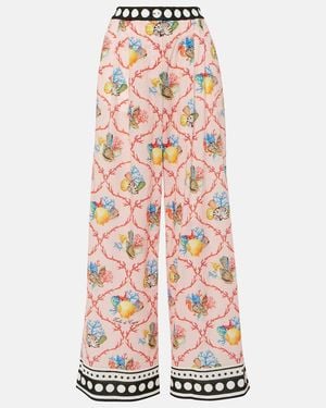 Dolce & Gabbana Capri Printed Cotton Palazzo Pants - Pink