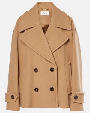 Chloé Double-Breasted Wool-Blend Jacket - Brown