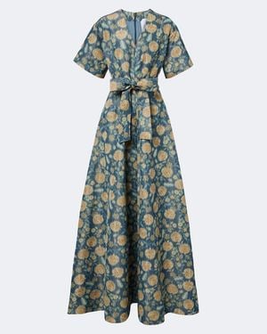 Markarian Margaretta Belted Floral Gown - Green