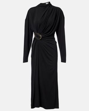 Bottega Veneta Gathered Crepe Jersey Midi Dress - Black