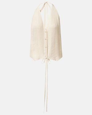 JOSEPH Suez Pleated Halterneck Vest - White