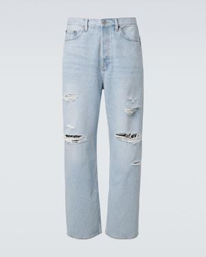 FRAME Baggy Distressed Wide-Leg Jeans - Blue