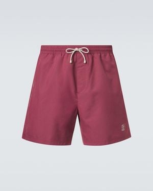 Brunello Cucinelli Logo Swim Trunks - Red