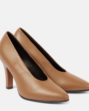 The Row Prudens Leather Court Shoes - Brown