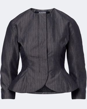 Jacquemus Chaqueta Palmier De Algodon Y Mohair Con Peplum - Negro