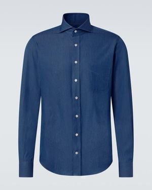 Thom Sweeney Cotton Chambray Shirt - Blue