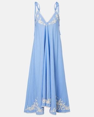 Juliet Dunn Midikleid Aus Chambray - Blau