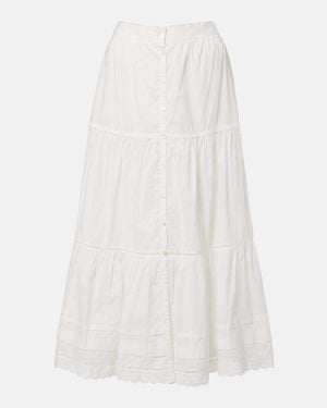 Poupette Ines Broderie Anglaise Midi Skirt - White