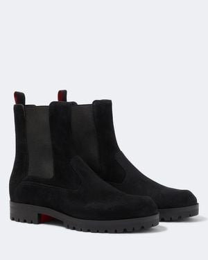 Christian Louboutin Chelsea Boots Cavernos Aus Veloursleder - Schwarz