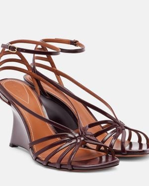 Zimmermann Aura 85 Patent Leather Wedge Sandals - Brown