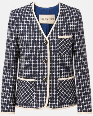 Valentino Wool And Cotton-Blend Boucle Jacket - Blue