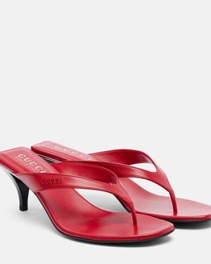 Gucci Vittoria Leather Thong Sandals - Red