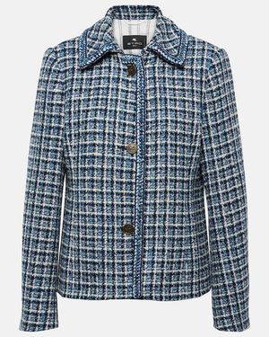 Etro Cotton-Blend Tweed Jacket - Blue