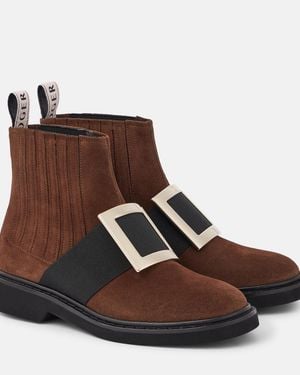 Roger Vivier Viv' Rangers Suede Chelsea Boots - Brown