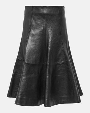 KHAITE The Lennox Leather Midi Skirt - Black