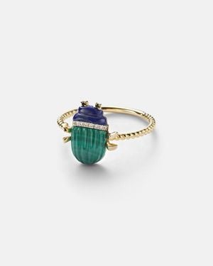 Yvonne Léon Scarabee Mini 9Kt Ring With Gemstones - Blue