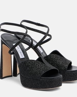 Jimmy Choo Karli 125 Glitter Platform Sandals - Black