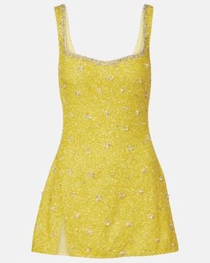 Clio Peppiatt Verziertes Minikleid Crystal - Gelb