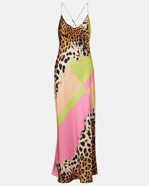 Roberto Cavalli Printed Silk Slip Dress - White