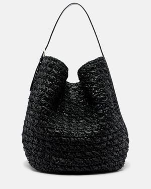 TOTEME Tote Bag Aus Raffiabast Mit Leder - Schwarz