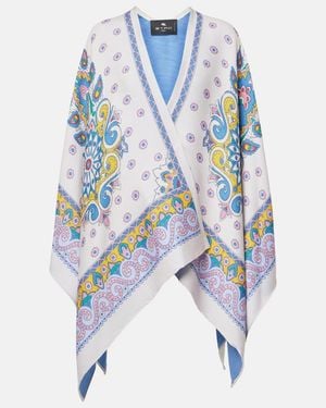 Etro Cape Aus Einem Wollgemisch - Blau